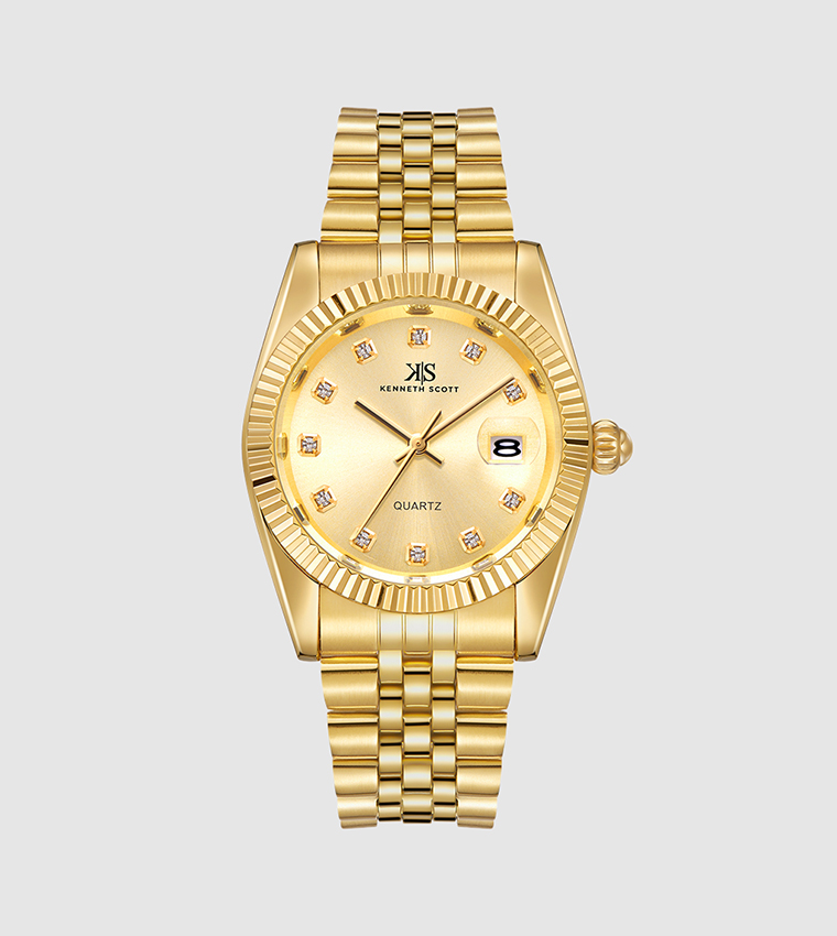 Classic Analog Champagne Dial Watch