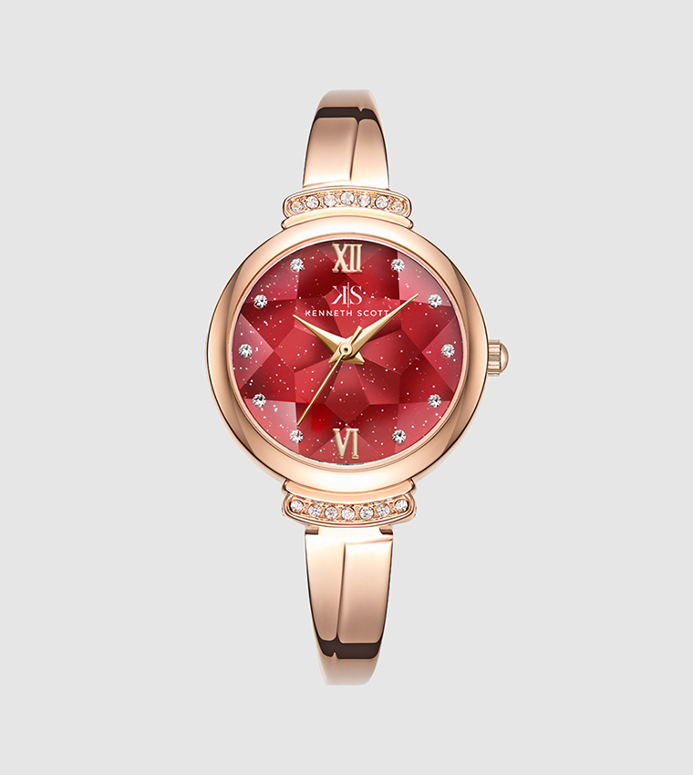 Classic Analog Red Dial Watch