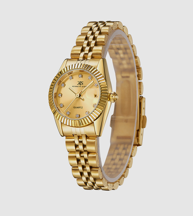 Classic Analog Champagne Dial Watch