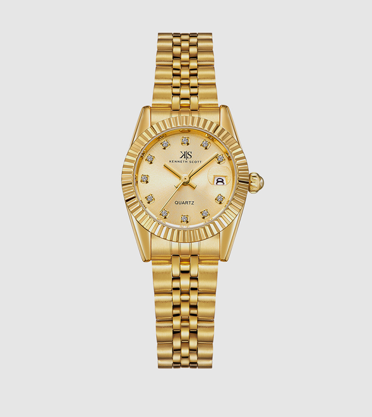 Classic Analog Champagne Dial Watch