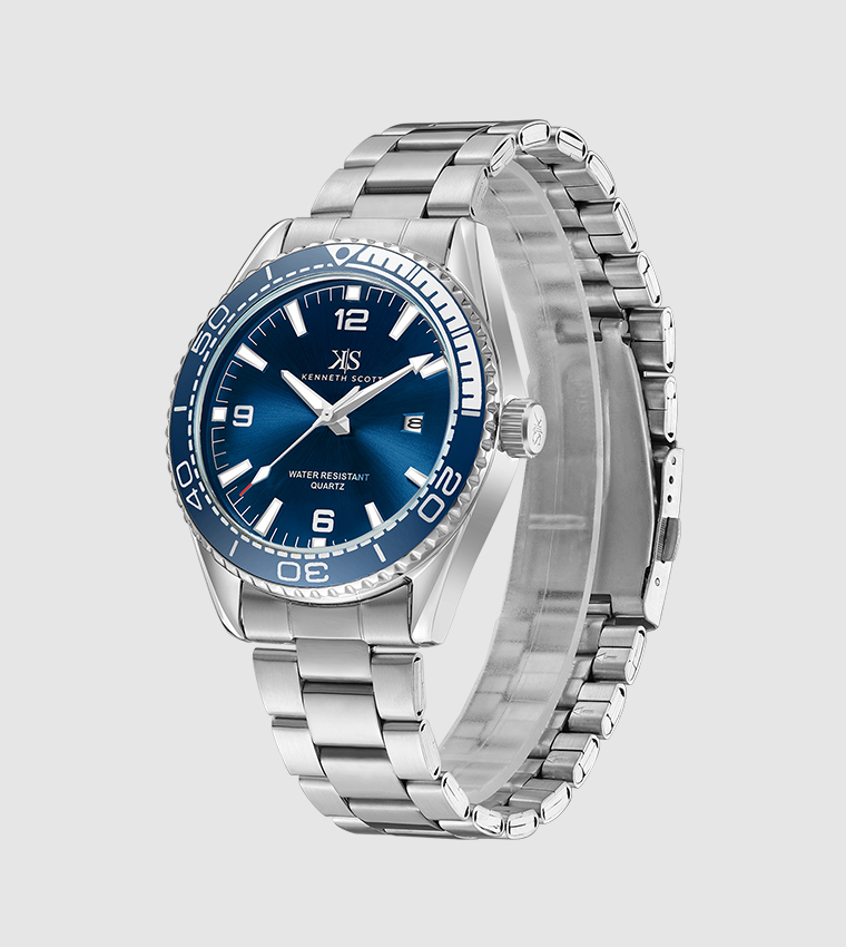 Navy Blue Dial Analog Watch