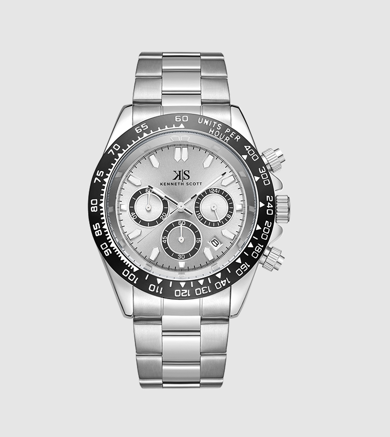 Silver Dial Multifunctional Watch