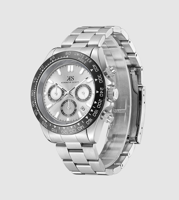 Silver Dial Multifunctional Watch