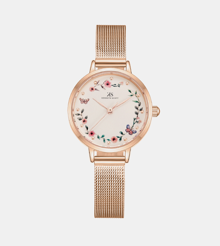 Peach Dial Analog Watch