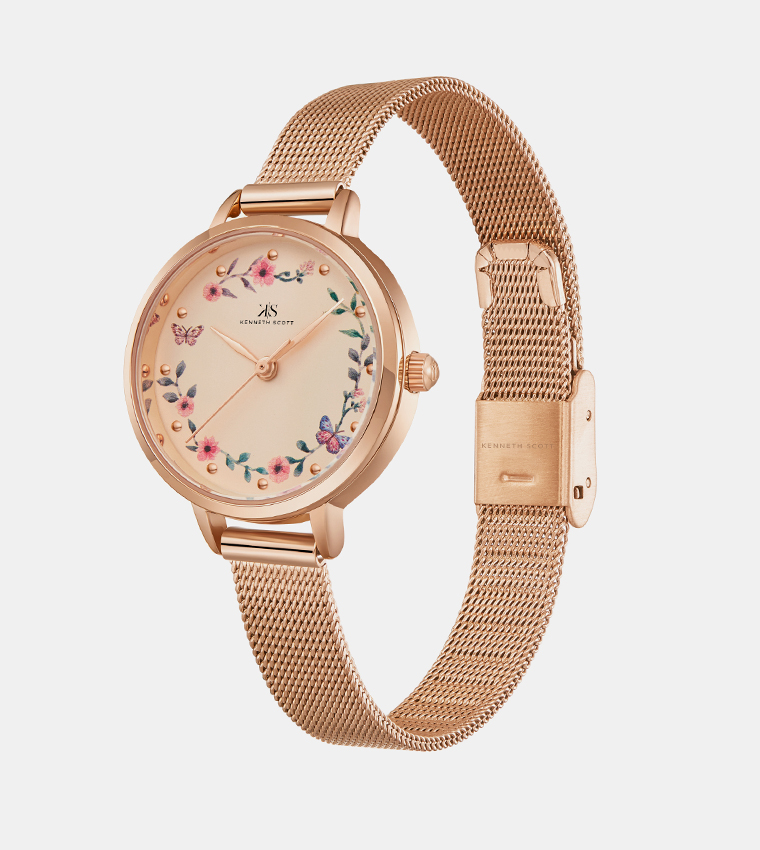 Peach Dial Analog Watch