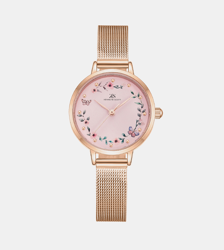 Pink Dial Analog Watch