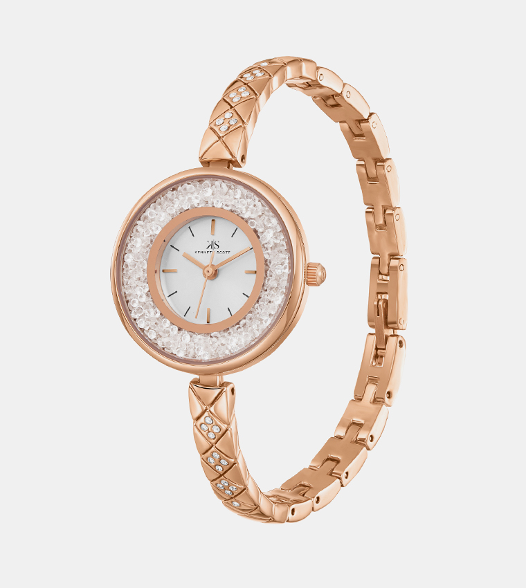 Embellished Silver Dial Analog Watch