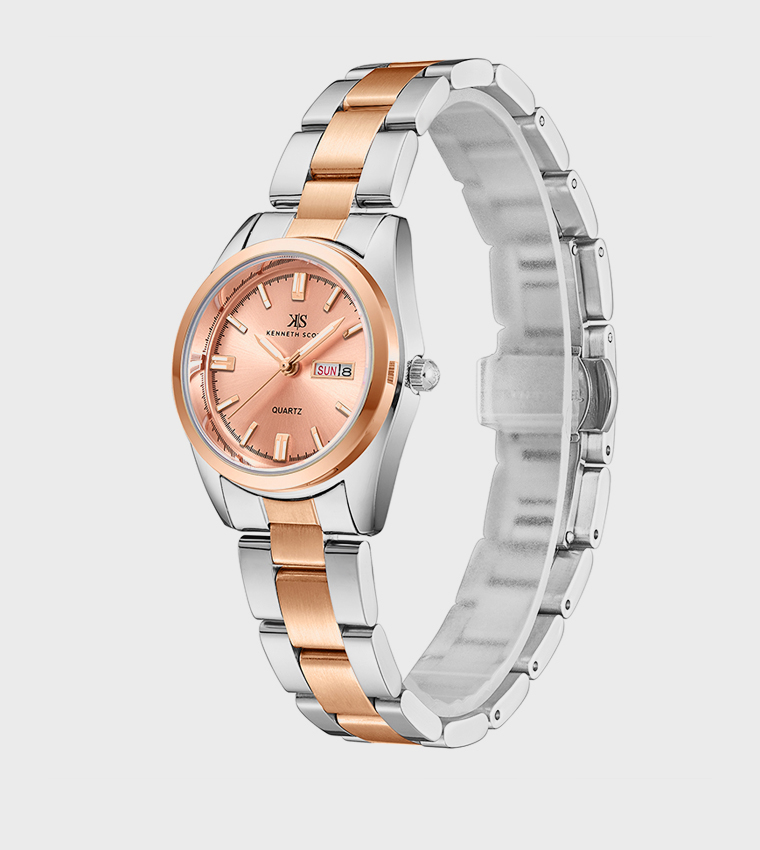 Buy Kenneth Scott SL25 Movement Rose Dial Analog Watch In Rose Gold ...