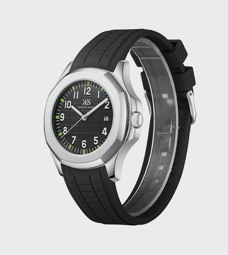 Black Dial Silicone Strap Analog Watch