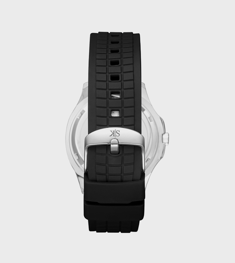 Black Dial Silicone Strap Analog Watch