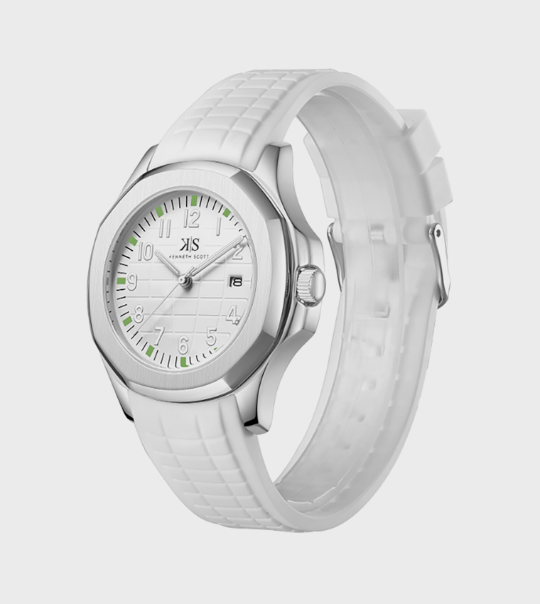White Dial Silicone Strap Analog Watch