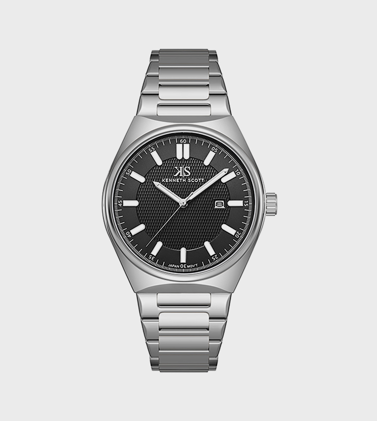 Black Dial Stainless Steel Strap Analog Watch