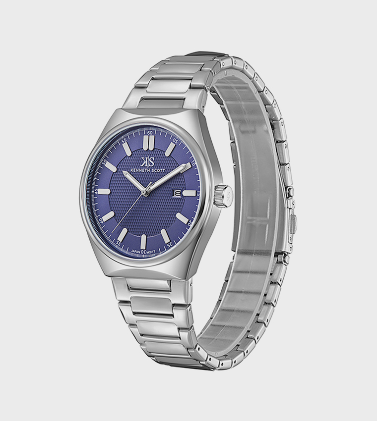 Blue Dial Stainless Steel Strap Analog Watch