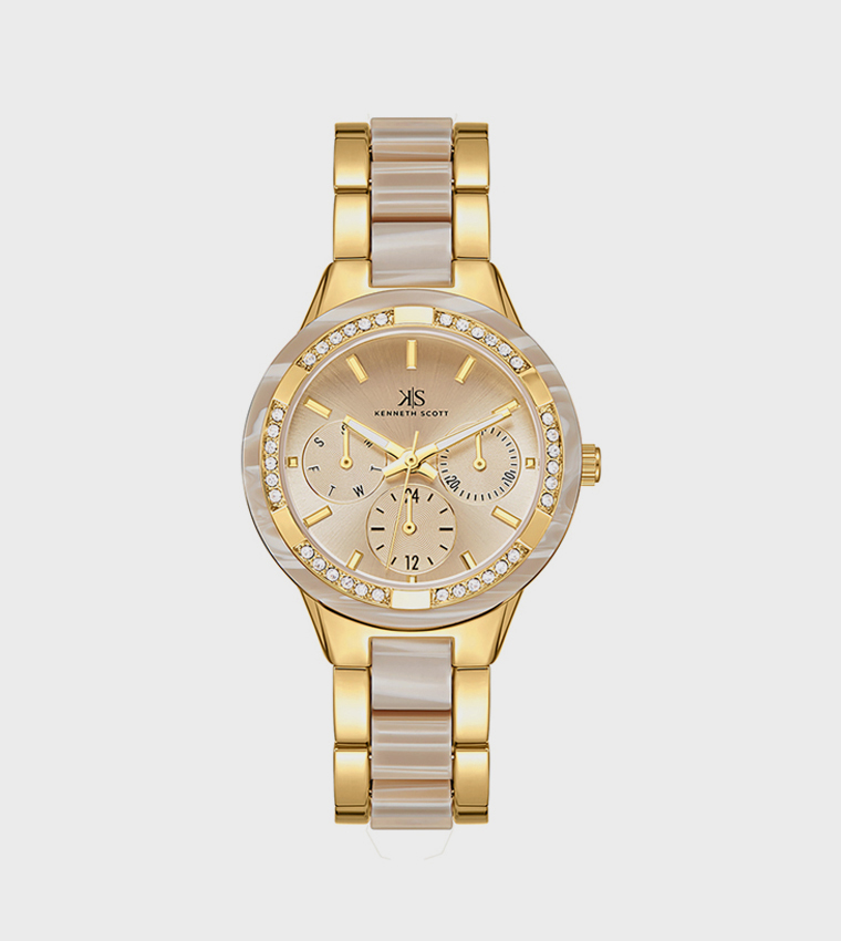 Ivory Dial Chronograph Watch