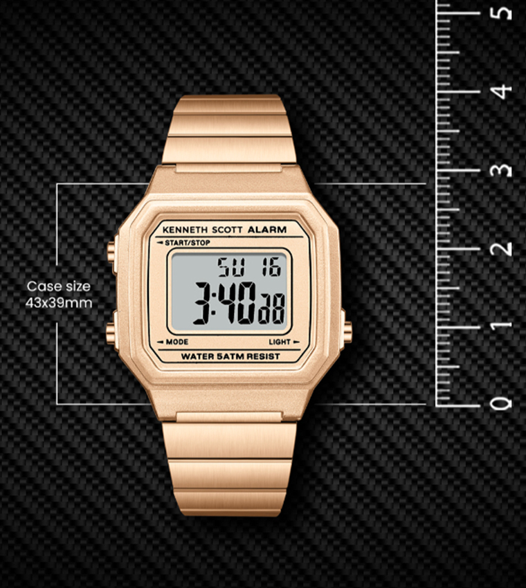 Rose Gold Dial Digital Watch