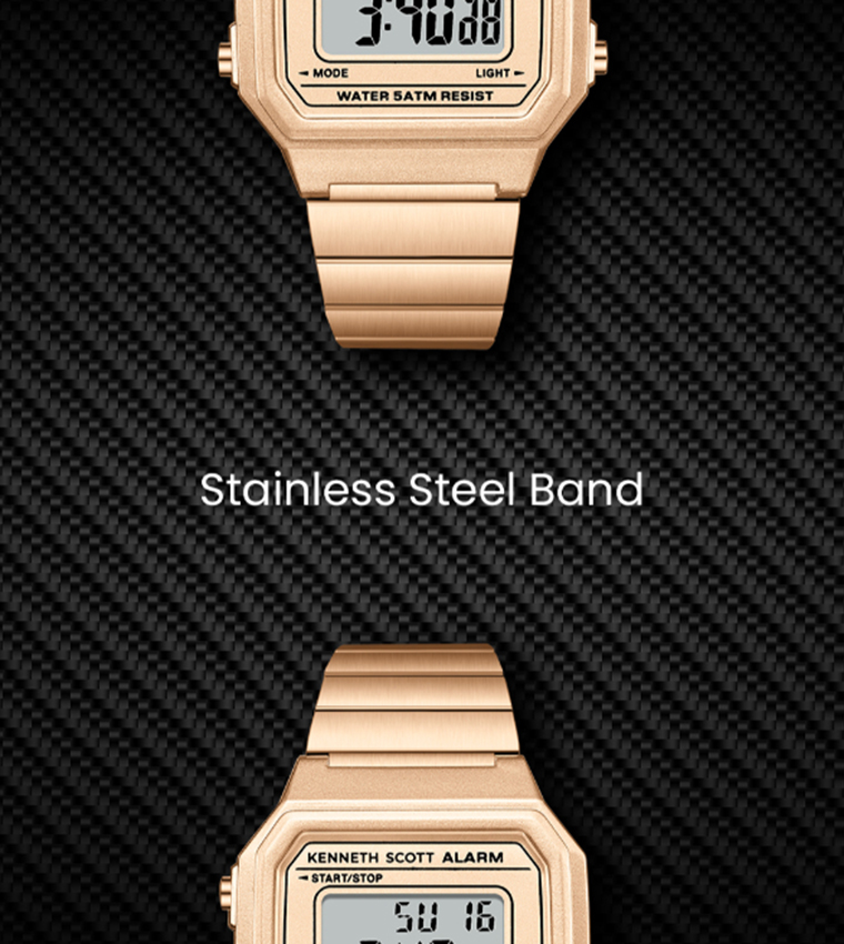Rose Gold Dial Digital Watch