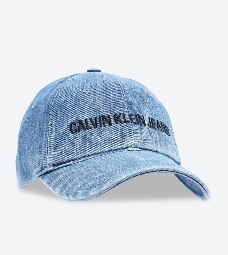 Brand Name Embroidered Denim Cap - Light Blue