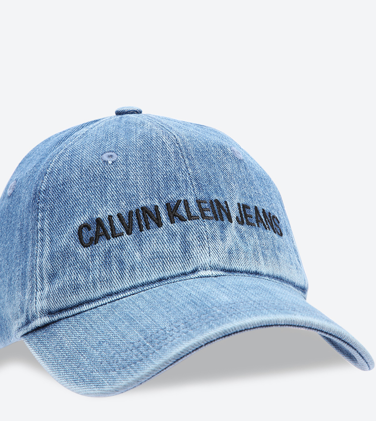 Brand Name Embroidered Denim Cap - Light Blue
