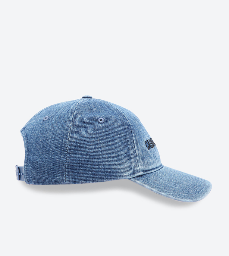 Brand Name Embroidered Denim Cap - Light Blue