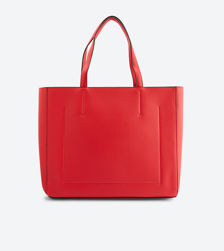 Buy Calvin Klein Sculpted Monogram Top Zip Closure Tote Bag Red In Red 6thStreet Oman