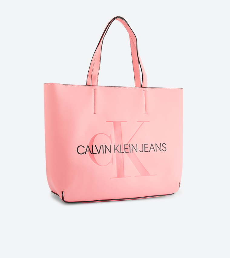 Buy Calvin Klein Sculpted Monogram Top Zip Closure Tote Bag Pink