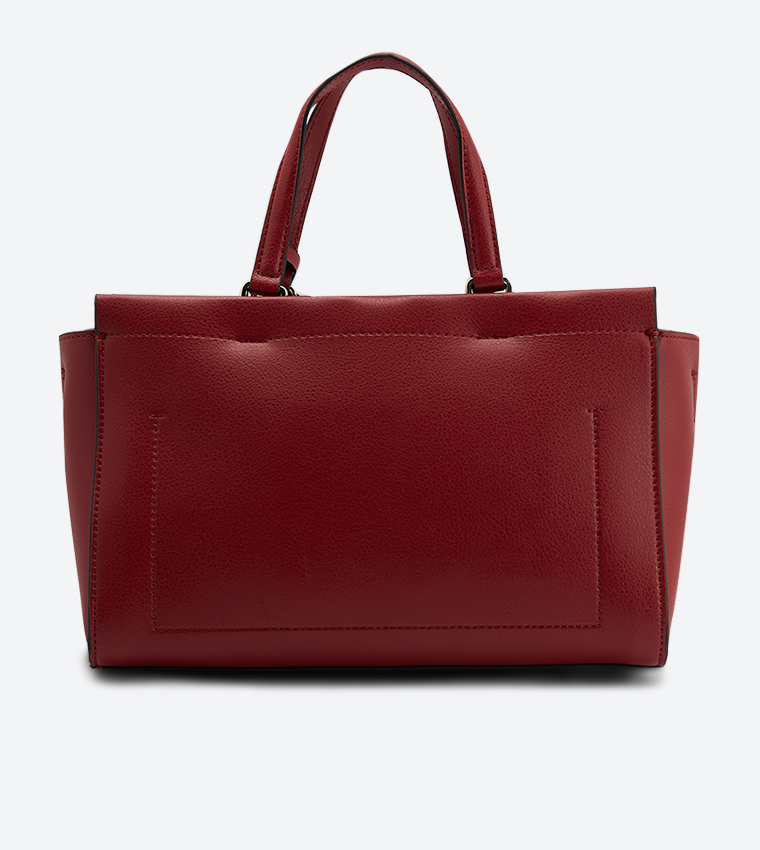 Buy Calvin Klein Top Zip Closure Enfold Medium Tote Bag Red In Red