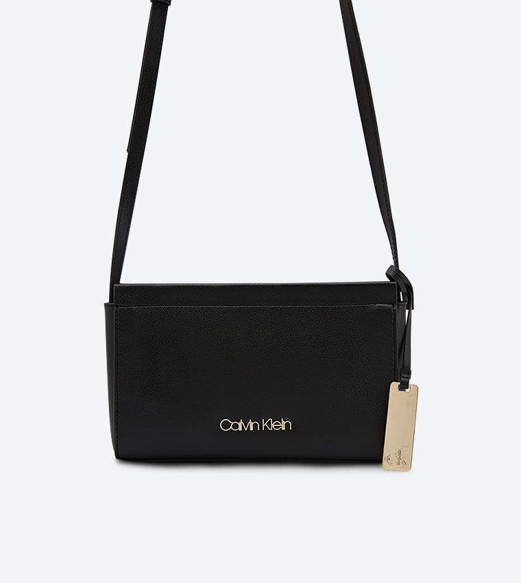 Buy Calvin Klein Top Zip Closure Enfold Cross Body Bag Green In