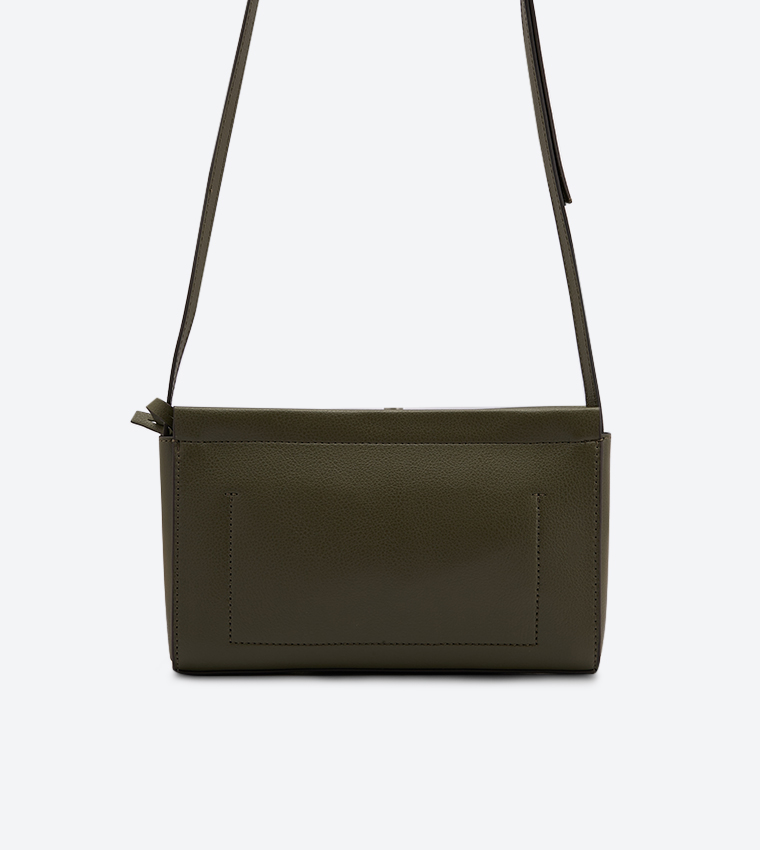 Buy Calvin Klein Top Zip Closure Enfold Cross Body Bag Green In