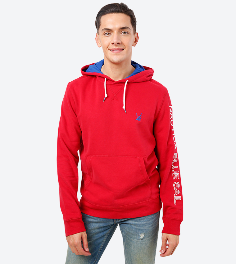 Buy Nautica Brand Logo Detailed Long Sleeve Hoodie Red In Red 6thStreet UAE