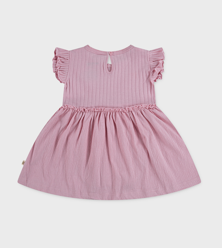 فستان مرن بكم مكشكش