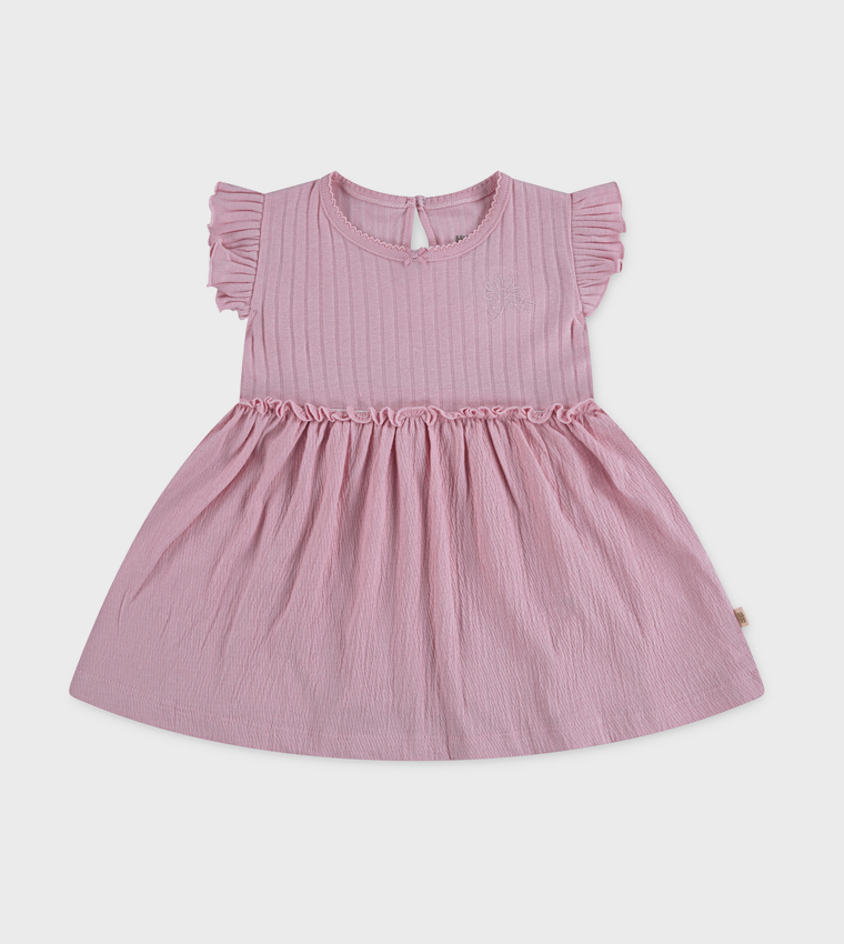 فستان مرن بكم مكشكش