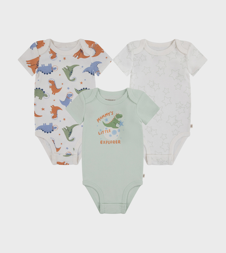 Pack of 3 Solid Short Sleeves Bodysuits