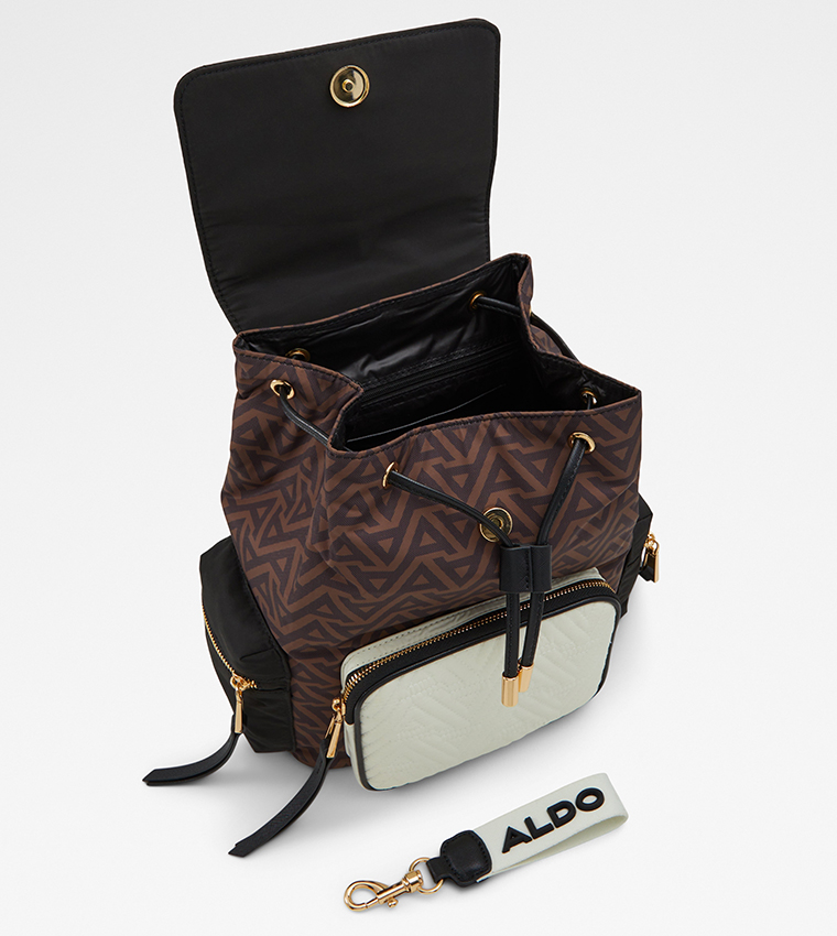 KAPTAI Monogram Printed Flap Backpack