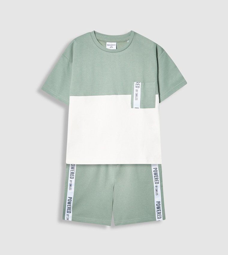 Color Block T-Shirt and Shorts Set