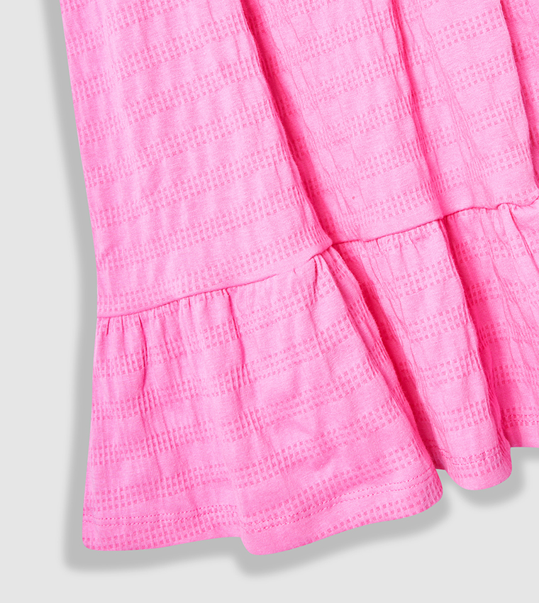 Textured Flutter Sleeves A-Line Dress