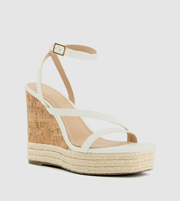 Buy Head Over Heels KAYLIN Ankle Strap Wedge Sandals In White ...