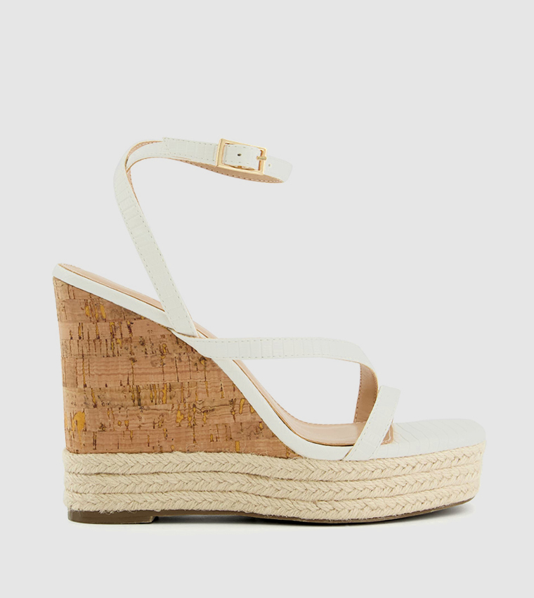 Buy Head Over Heels KAYLIN Ankle Strap Wedge Sandals In White ...