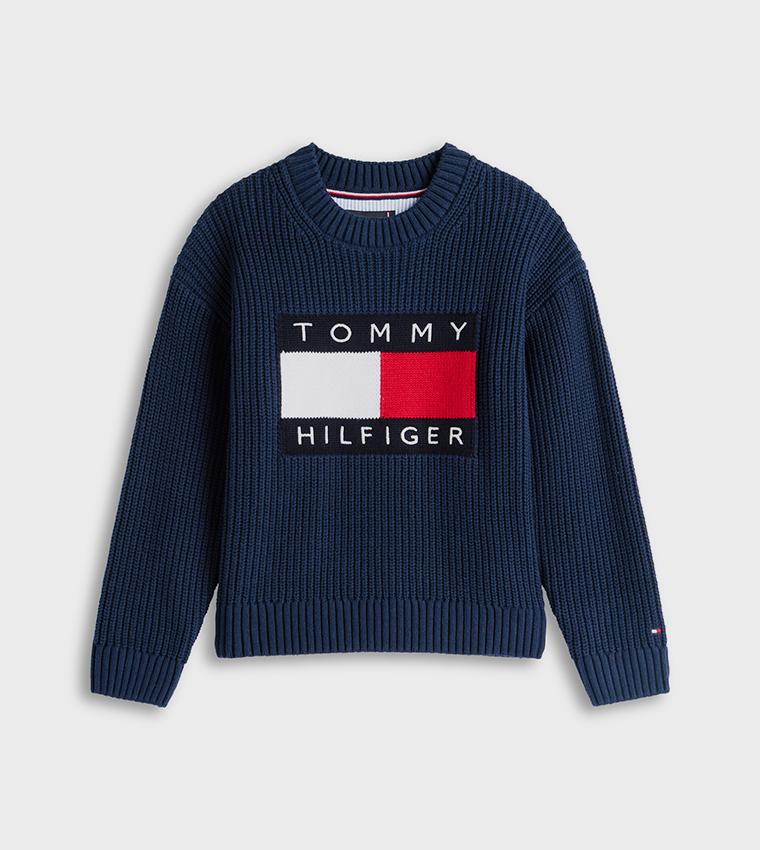 Flag Detail Crew Neck Sweater