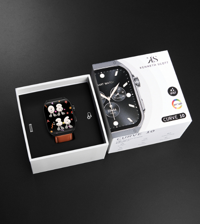 Square Black Dial Silicone Strap Smart Watch