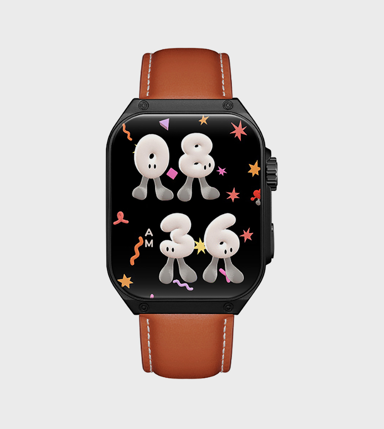 Square Black Dial Silicone Strap Smart Watch