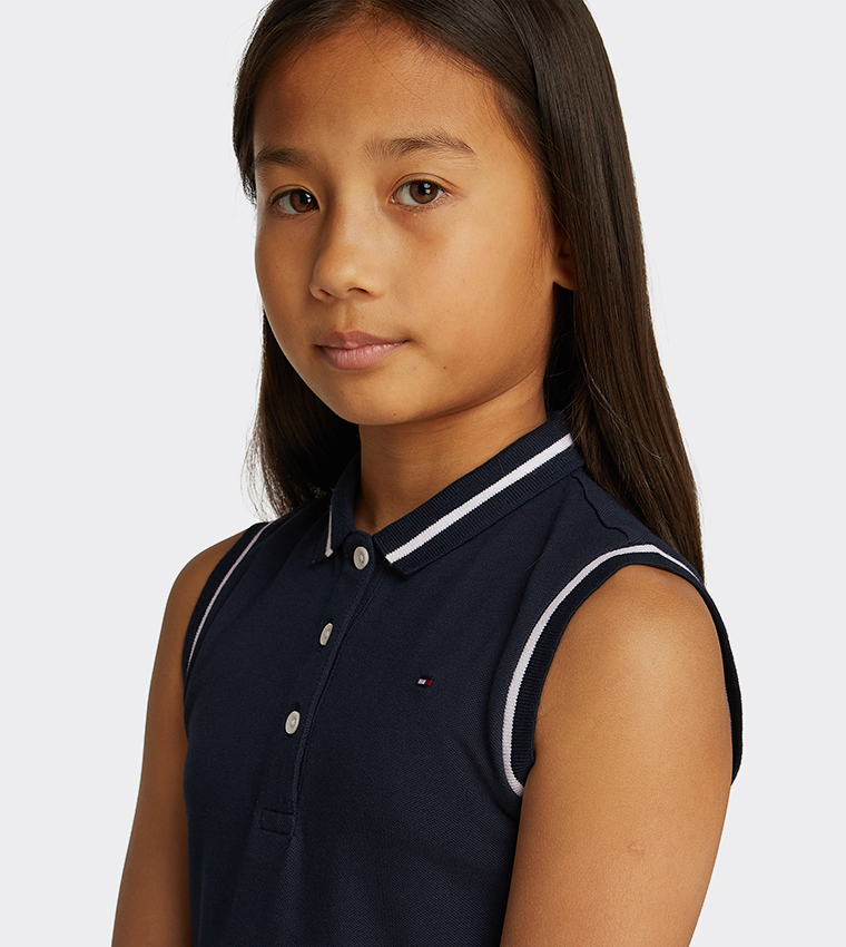 Contrast Trim Classic Sleeveless Polo T-Shirt