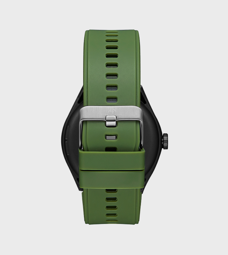 Round Black Dial Silicone Strap Smart Watch