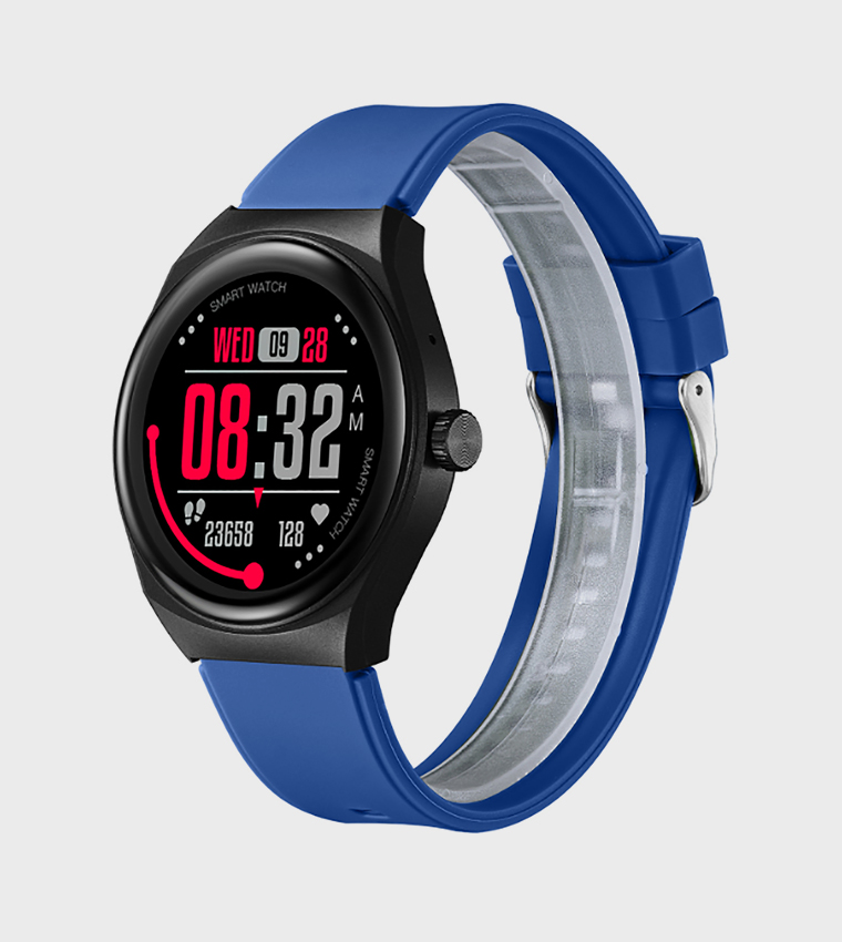 Round Black Dial Silicone Strap Smart Watch