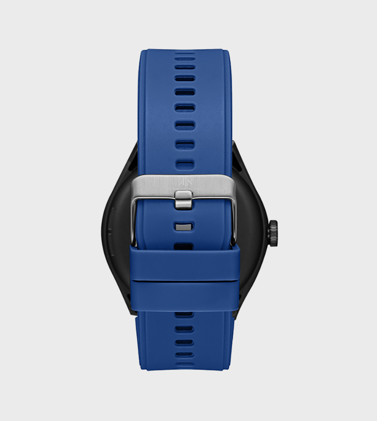 Round Black Dial Silicone Strap Smart Watch