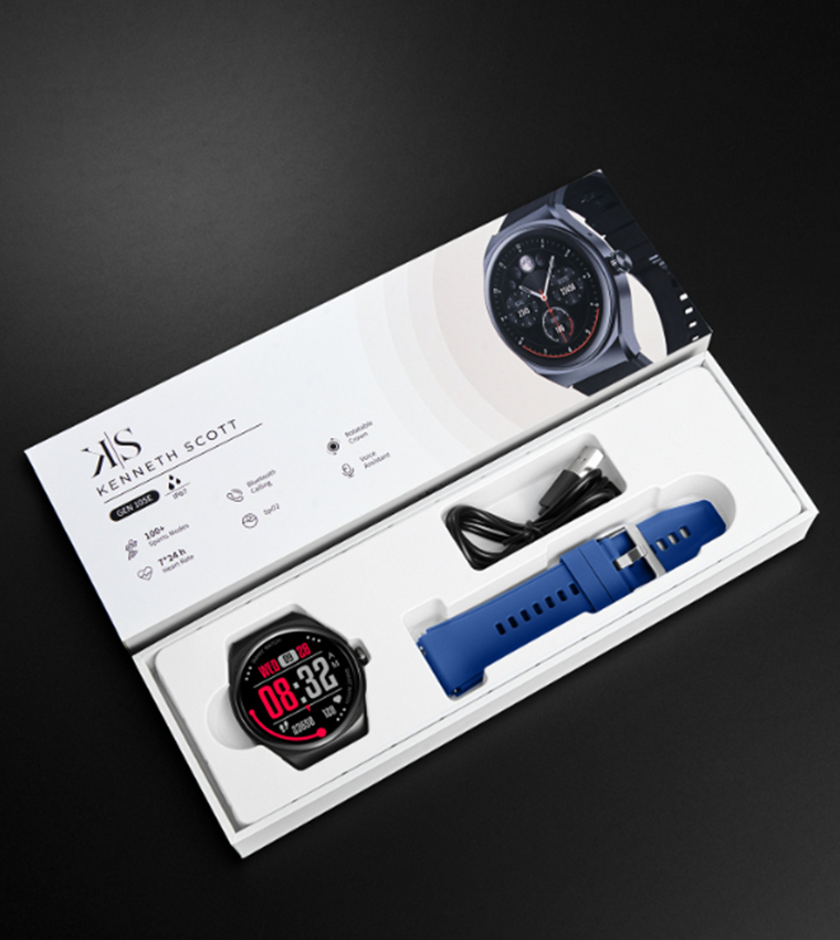 Round Black Dial Silicone Strap Smart Watch