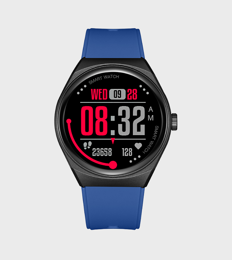 Round Black Dial Silicone Strap Smart Watch