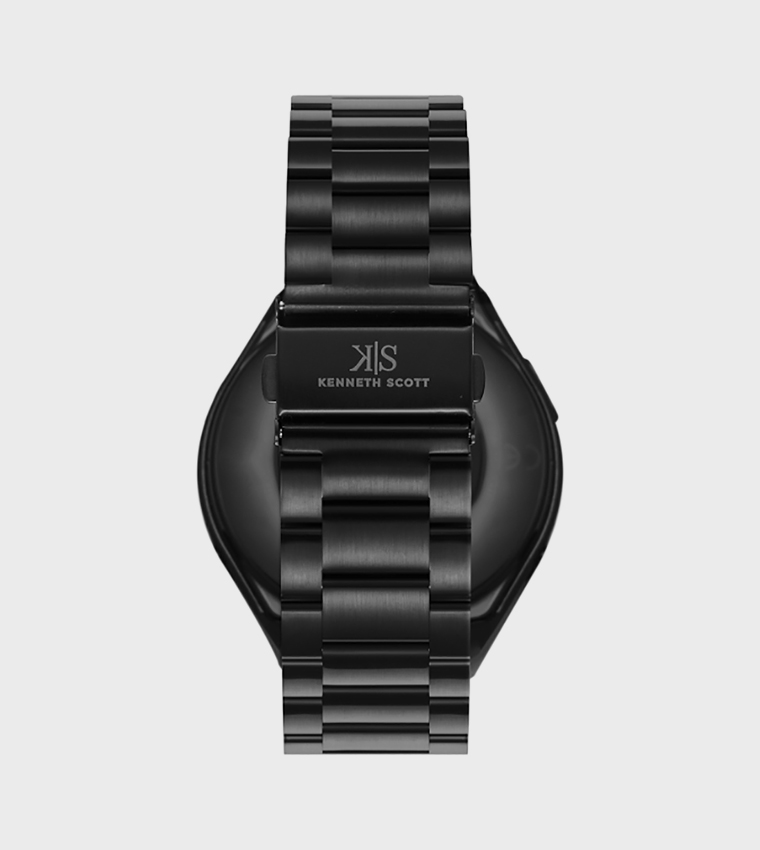 Round Black Dial Metal & Silicone Strap Smart Watch
