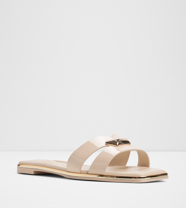 KHARINE Glossy Flat Sandals