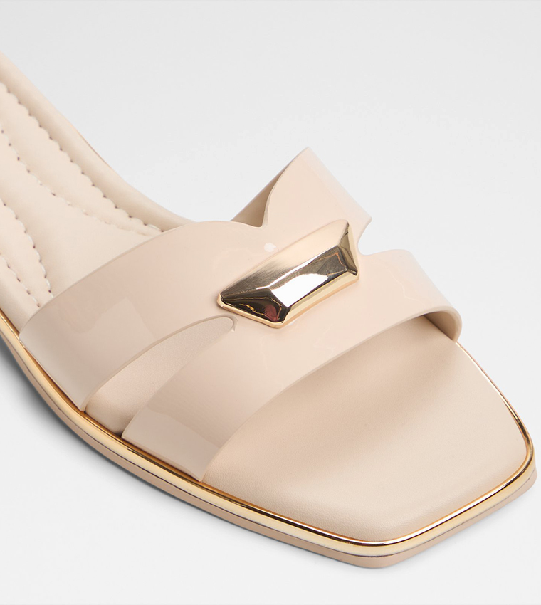 KHARINE Glossy Flat Sandals