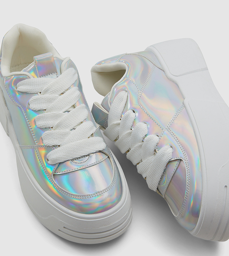 Silver holographic shoes cheap